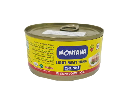 MONTANA LIGHT MEAT TUNA CHUNKS IN SUNFLOWER OIL 185GM